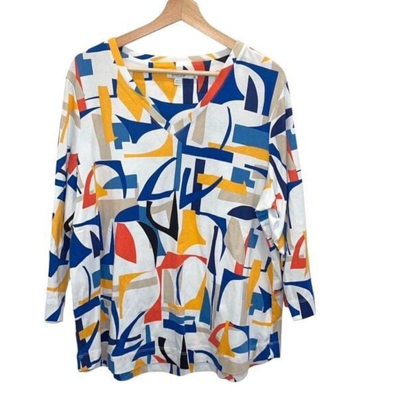 Chico’s Abstract Everyday 3/4 Sleeve Tee Size 4 US XXL‎ NWOT - Picture 2 of 10